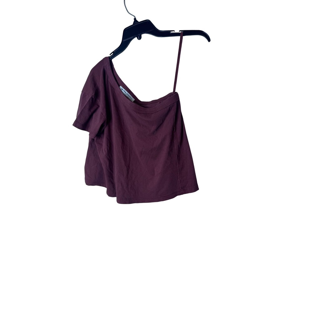 We The Free Shirt Womens XS Red One Shoulder‎ Strap Cropped Jersey Tee Top